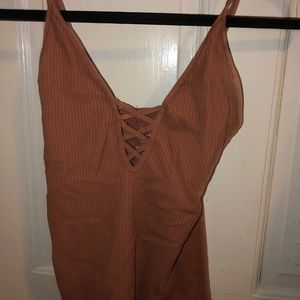 Free People Criss Cross Lace Up Tank